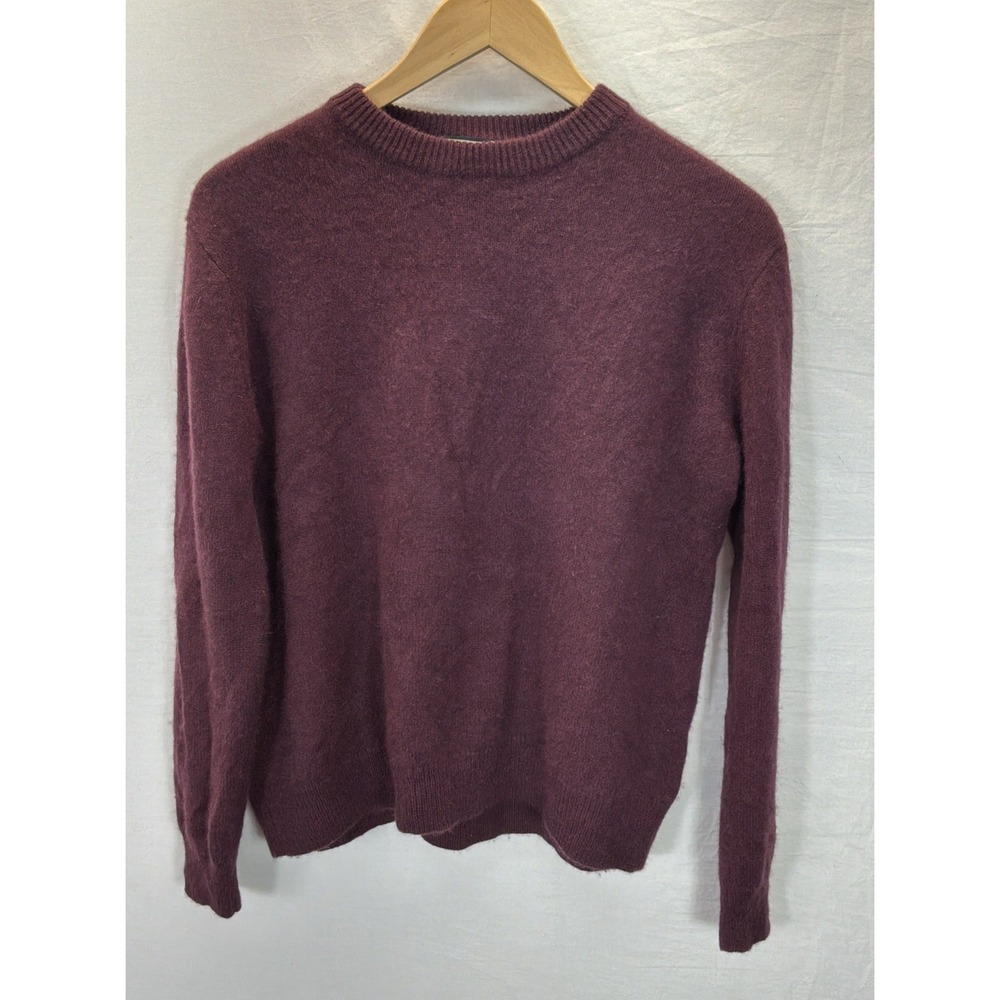 Tuckernuck 100% Cashmere crewneck Sweater Maroon Wine LG luxury minimalist
